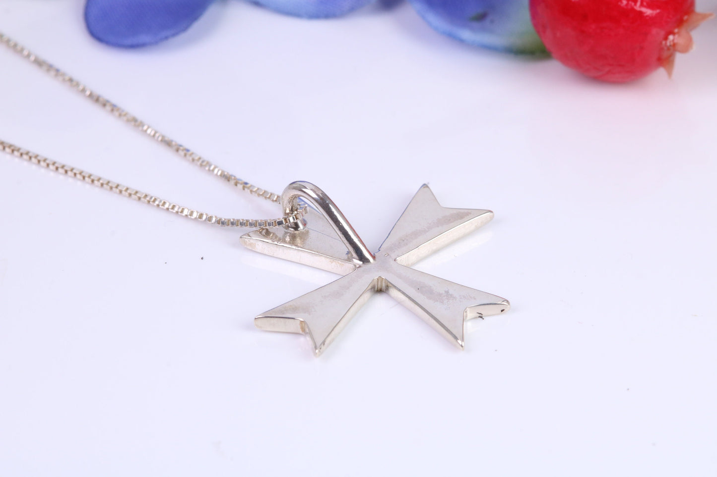 Maltese Cross Necklace, Made From Solid Cast Silver, Complete With Chain