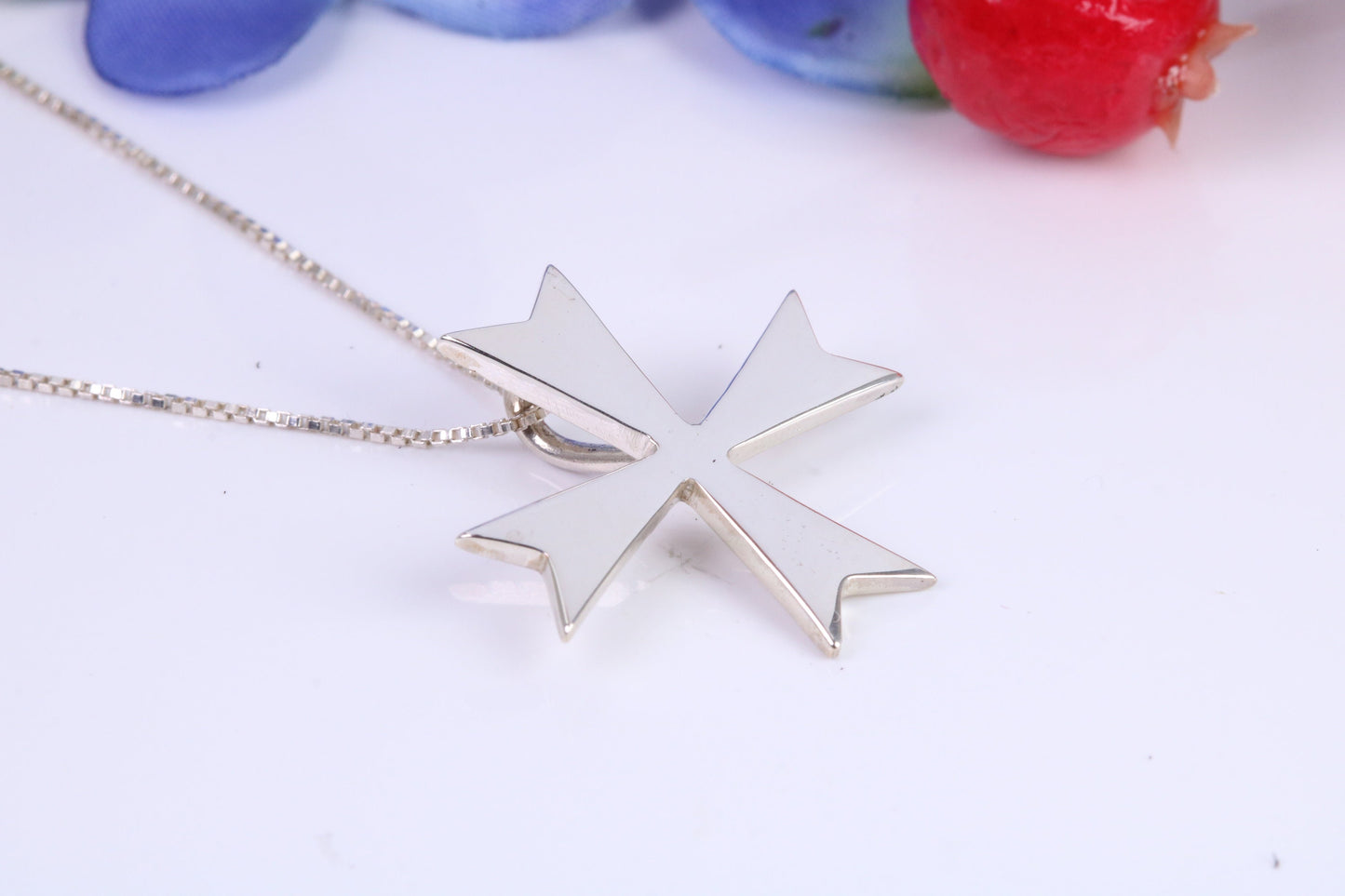 Maltese Cross Necklace, Made From Solid Cast Silver, Complete With Chain
