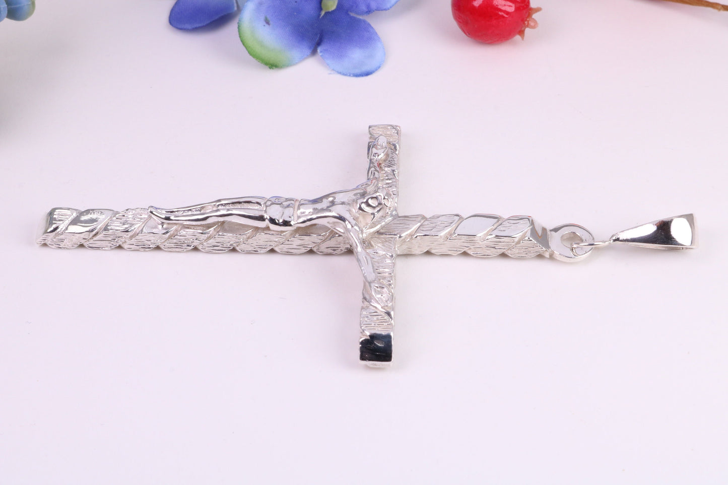 90 mm Long, Very Large Crucifix, Made From Solid Cast Silver, British Hallmarked