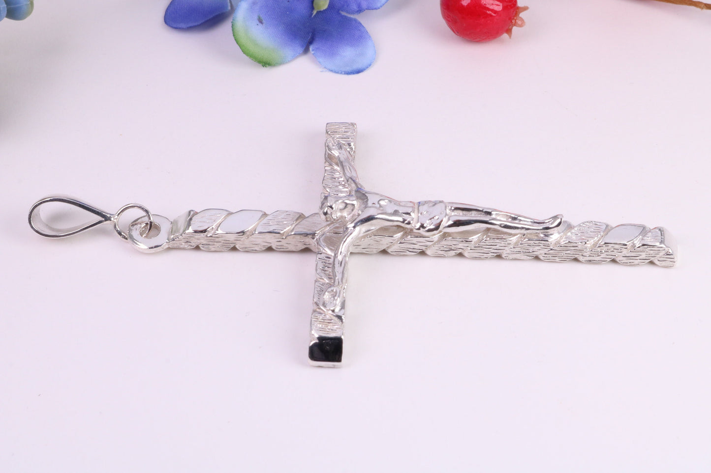 90 mm Long, Very Large Crucifix, Made From Solid Cast Silver, British Hallmarked