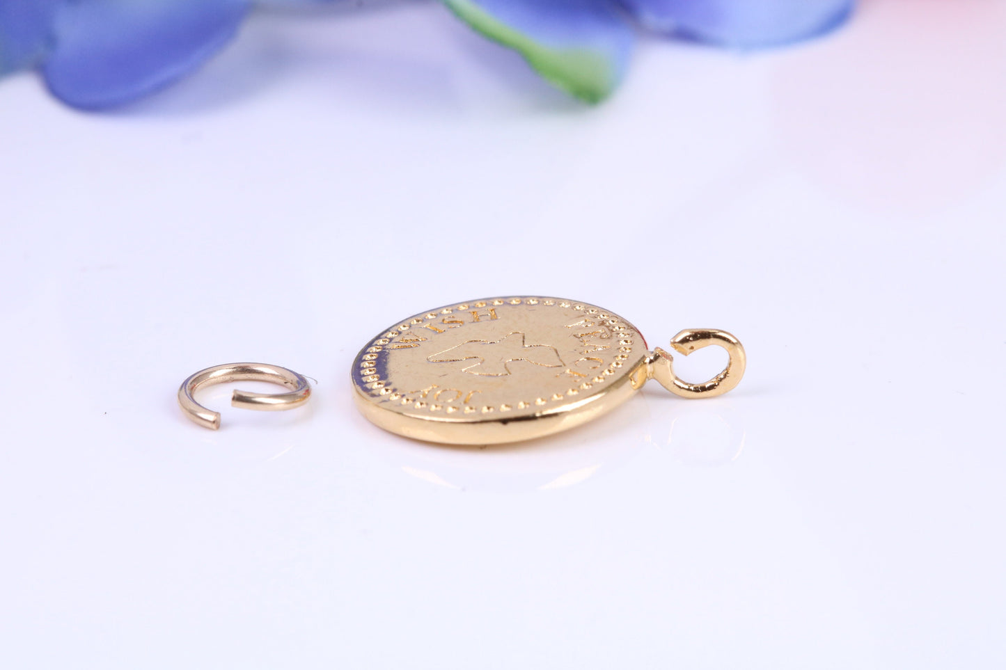 Peace, Joy and Wish Charm, Traditional Charm, Made from Solid Cast Yellow Gold, British Hallmarked