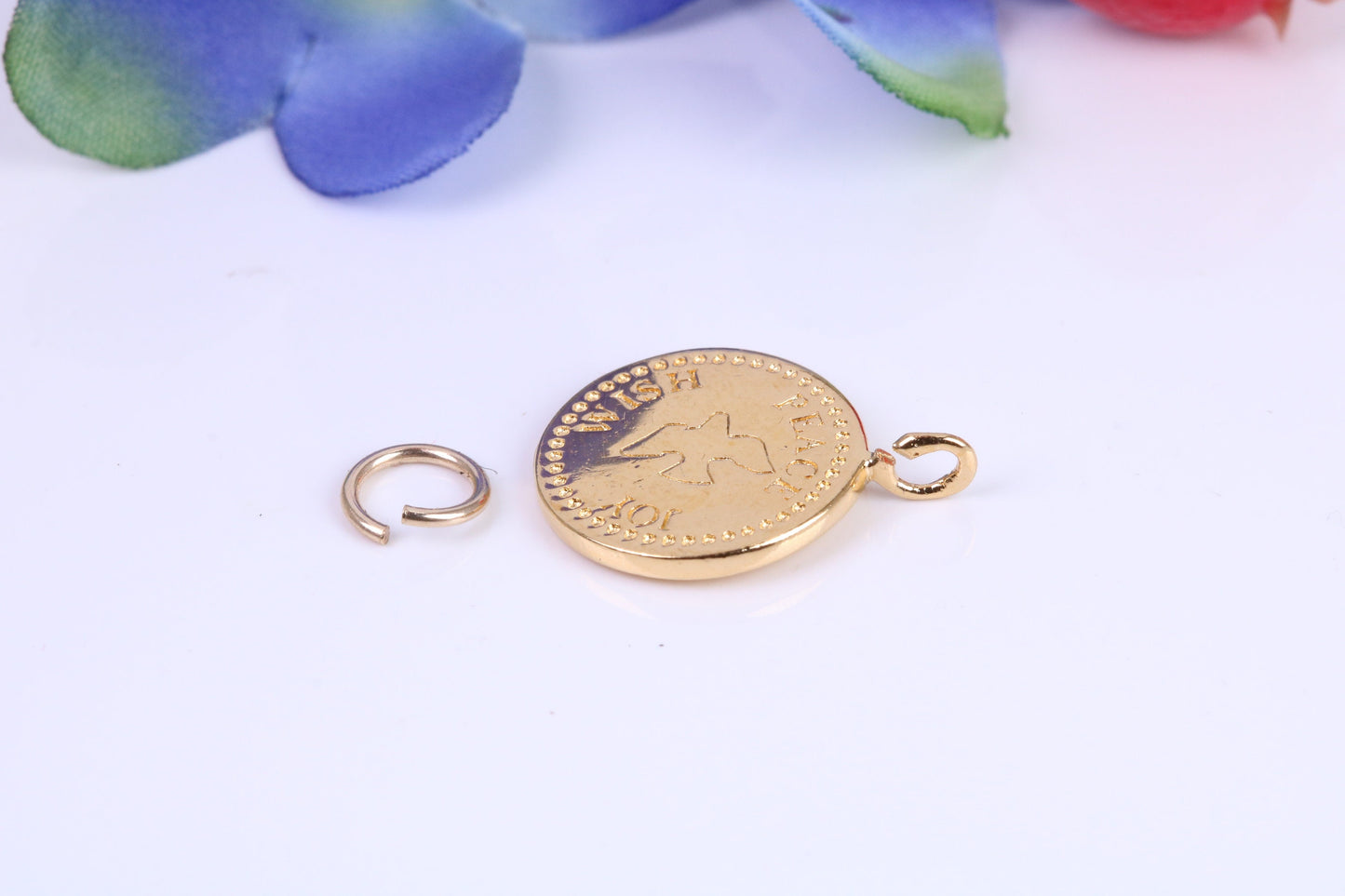Peace, Joy and Wish Charm, Traditional Charm, Made from Solid Cast Yellow Gold, British Hallmarked