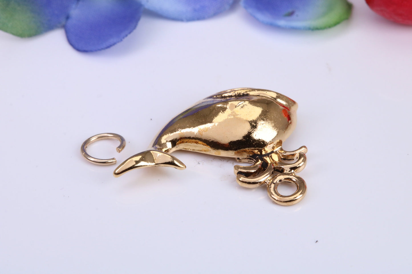 Whale Charm, Traditional Charm, Made from Solid Cast Yellow Gold, British Hallmarked