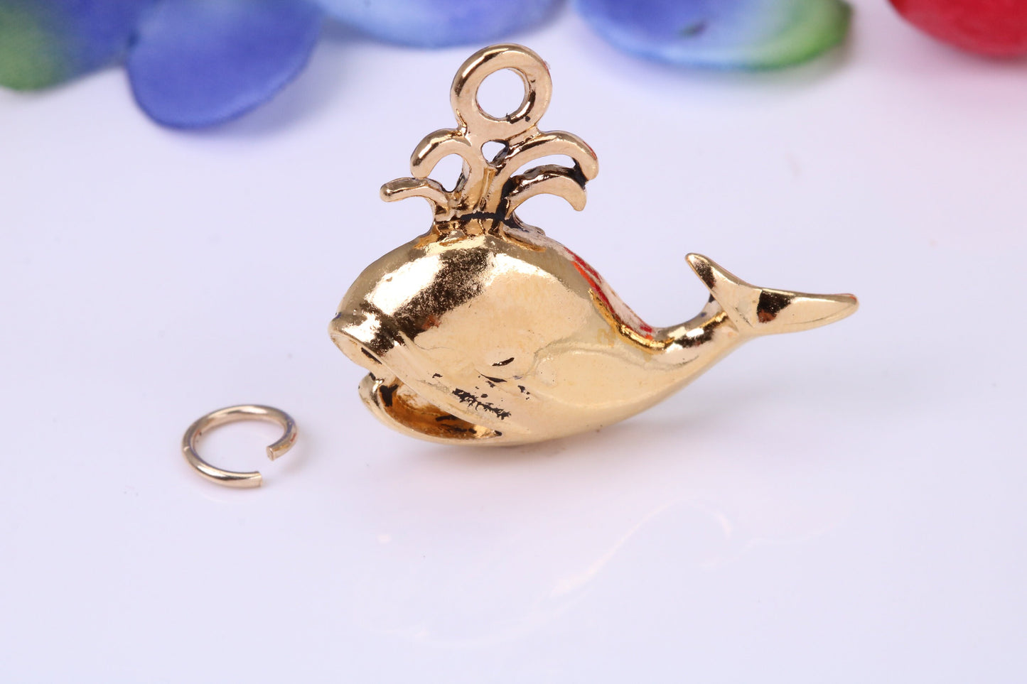 Whale Charm, Traditional Charm, Made from Solid Cast Yellow Gold, British Hallmarked