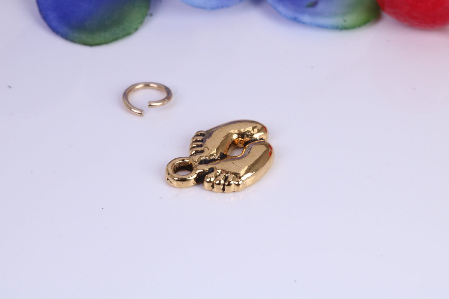 Feet Charm, Traditional Charm, Made from Solid Cast Yellow Gold, British Hallmarked
