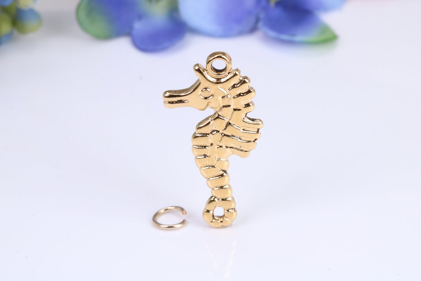 Seahorse Charm, Traditional Charm, Made from Solid Cast Yellow Gold, British Hallmarked