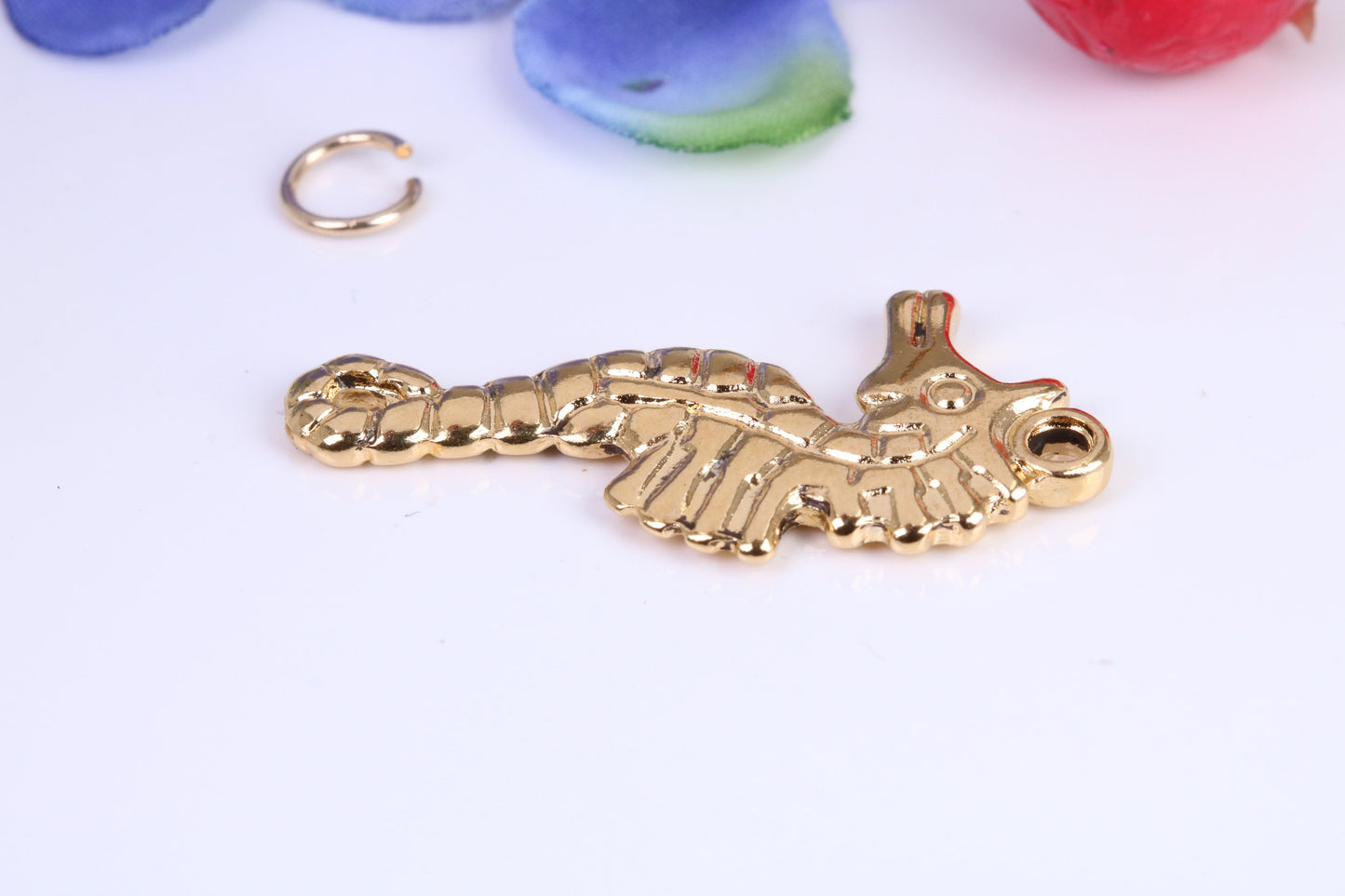 Seahorse Charm, Traditional Charm, Made from Solid Cast Yellow Gold, British Hallmarked