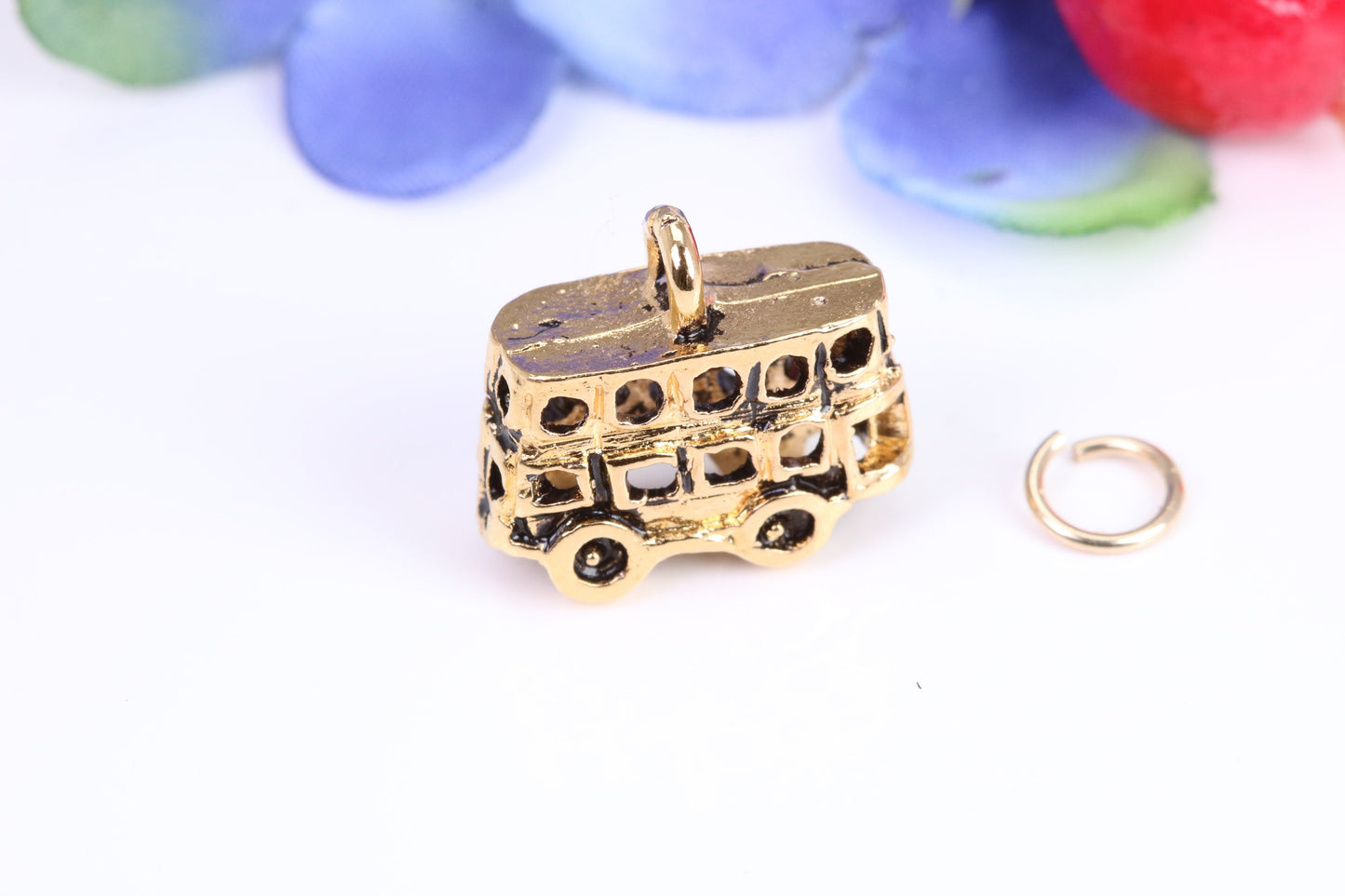 London Bus Charm, Traditional Charm, Made from Solid Cast Yellow Gold, British Hallmarked
