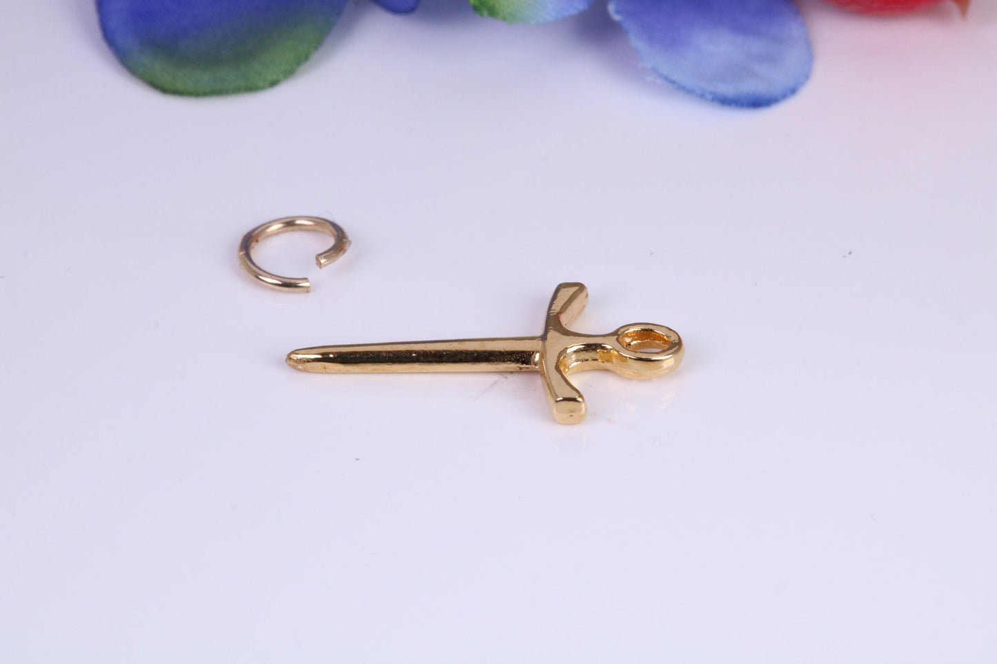 Sword Charm, Traditional Charm, Made from Solid Cast Yellow Gold, British Hallmarked