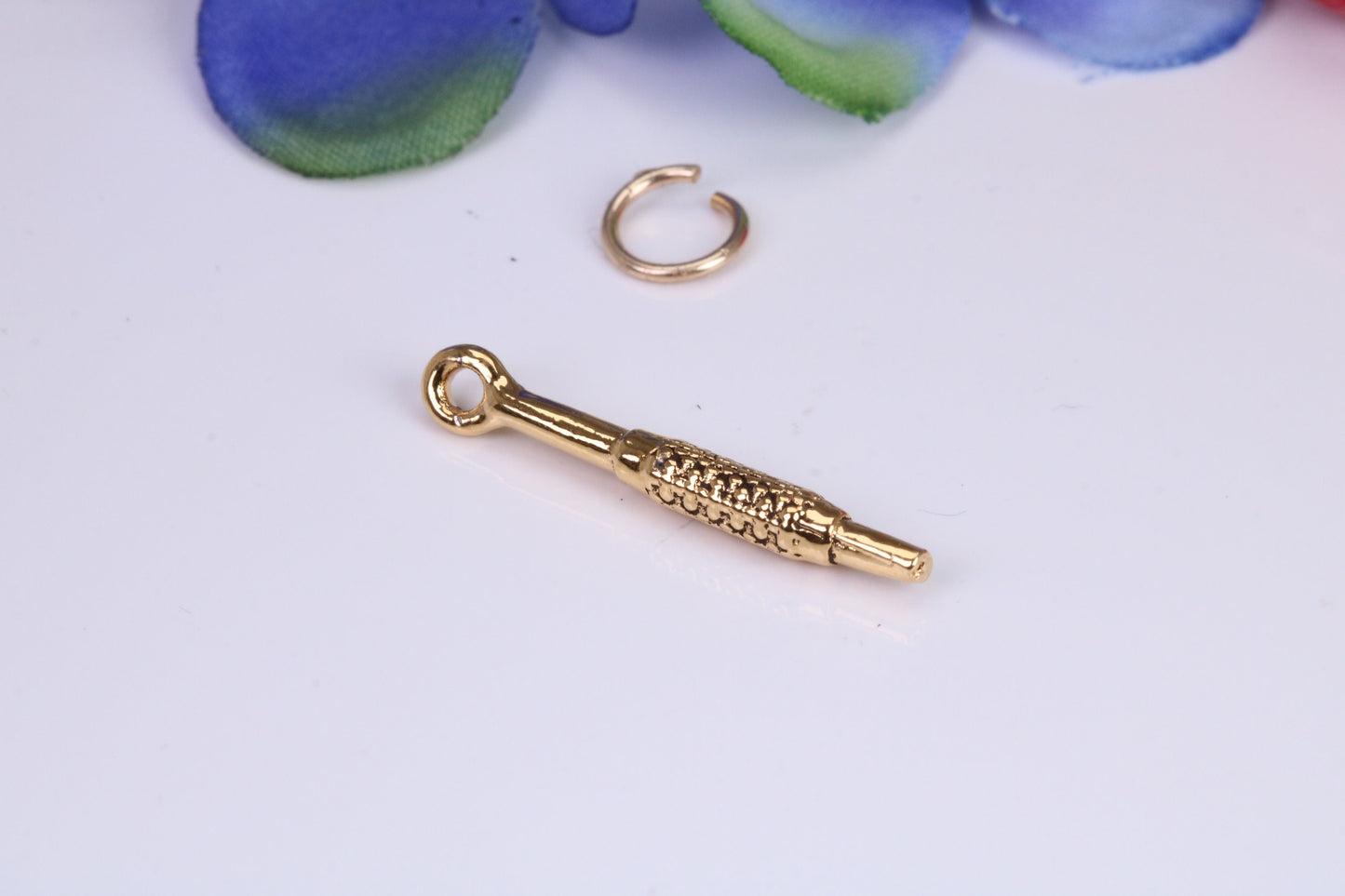 Dentist Drill Charm, Traditional Charm, Made from Solid Cast Yellow Gold, British Hallmarked
