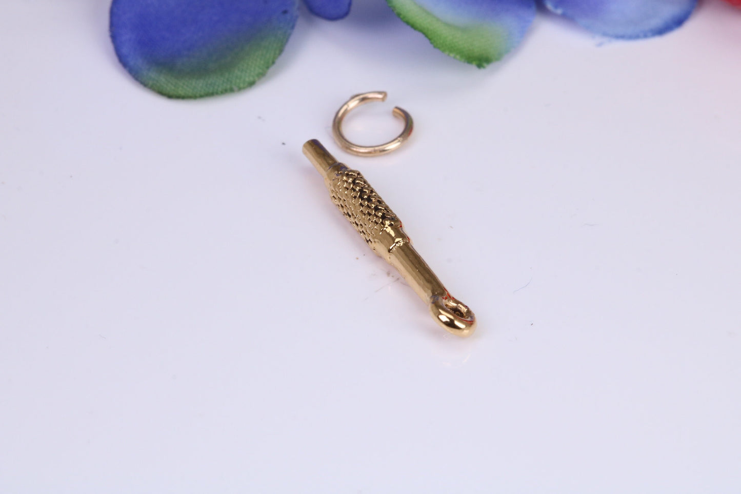 Dentist Drill Charm, Traditional Charm, Made from Solid Cast Yellow Gold, British Hallmarked