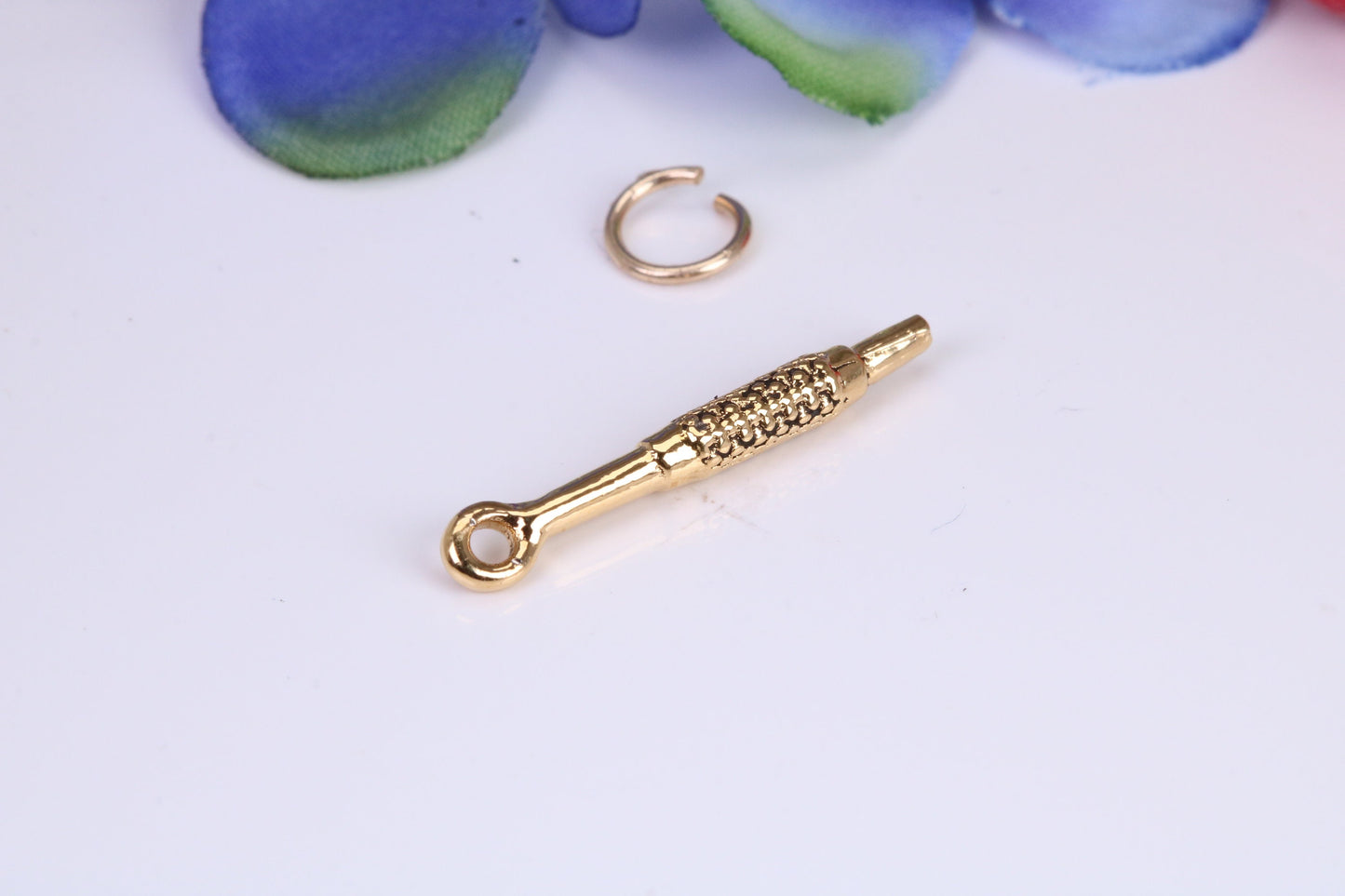 Dentist Drill Charm, Traditional Charm, Made from Solid Cast Yellow Gold, British Hallmarked