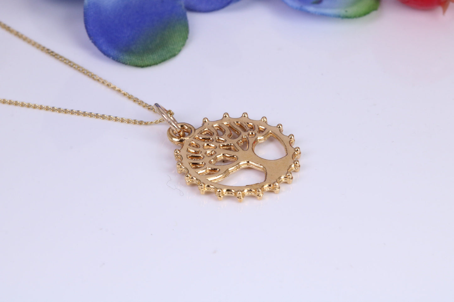 Tree of Life Necklace, Made from Solid Yellow Gold with High Polished Finish, British Hallmarked