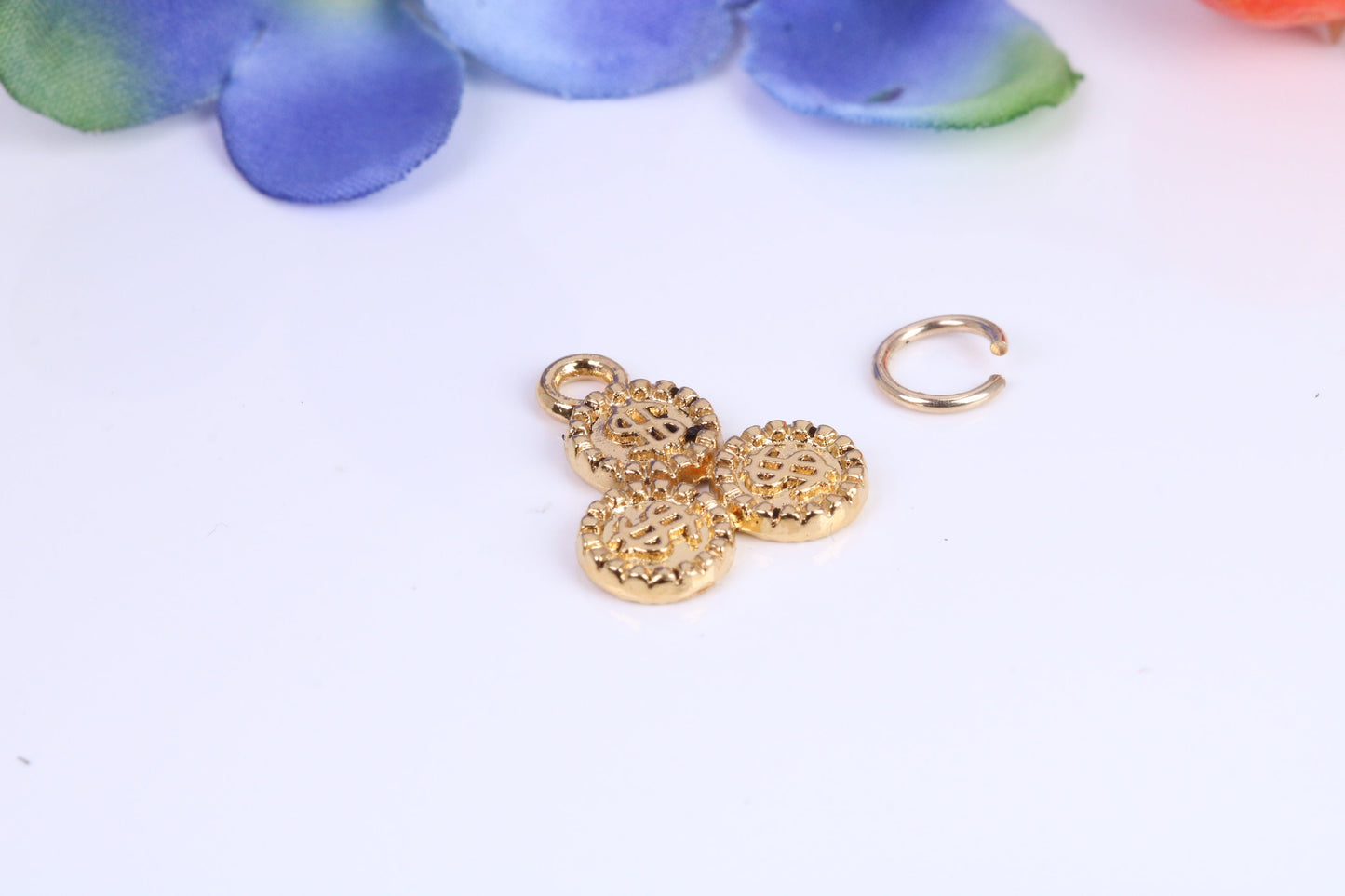 Casino Chips Charm, Traditional Charm, Made from Solid Cast Yellow Gold, British Hallmarked