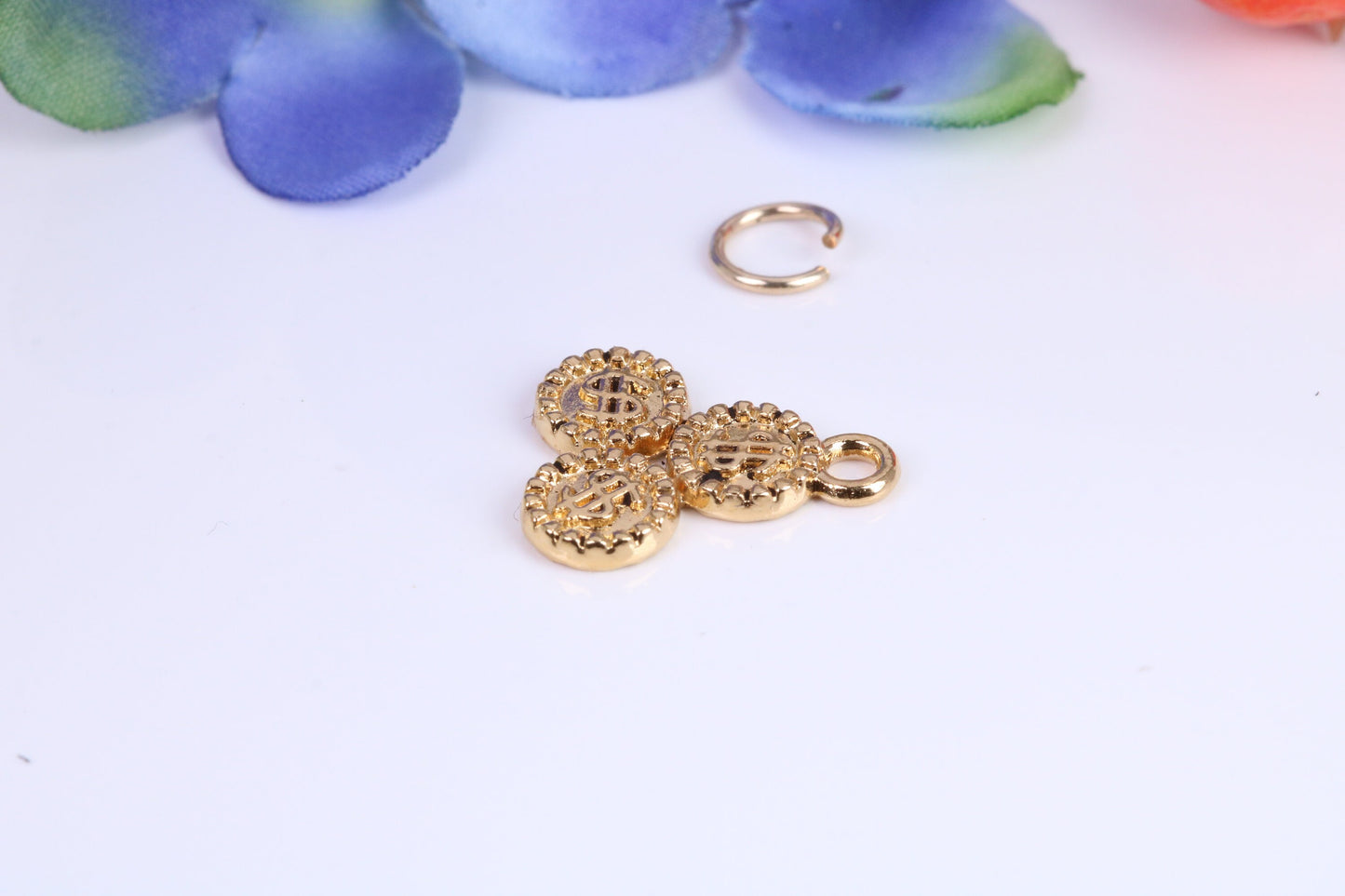 Casino Chips Charm, Traditional Charm, Made from Solid Cast Yellow Gold, British Hallmarked