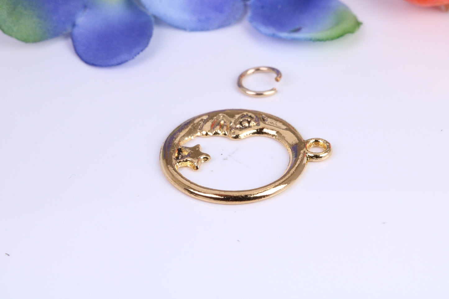 Moon and Star Charm, Traditional Charm, Made from Solid Cast Yellow Gold, British Hallmarked