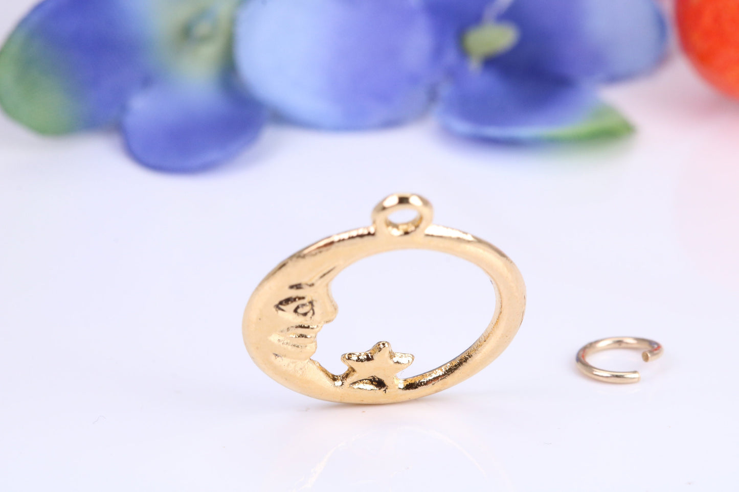 Moon and Star Charm, Traditional Charm, Made from Solid Cast Yellow Gold, British Hallmarked