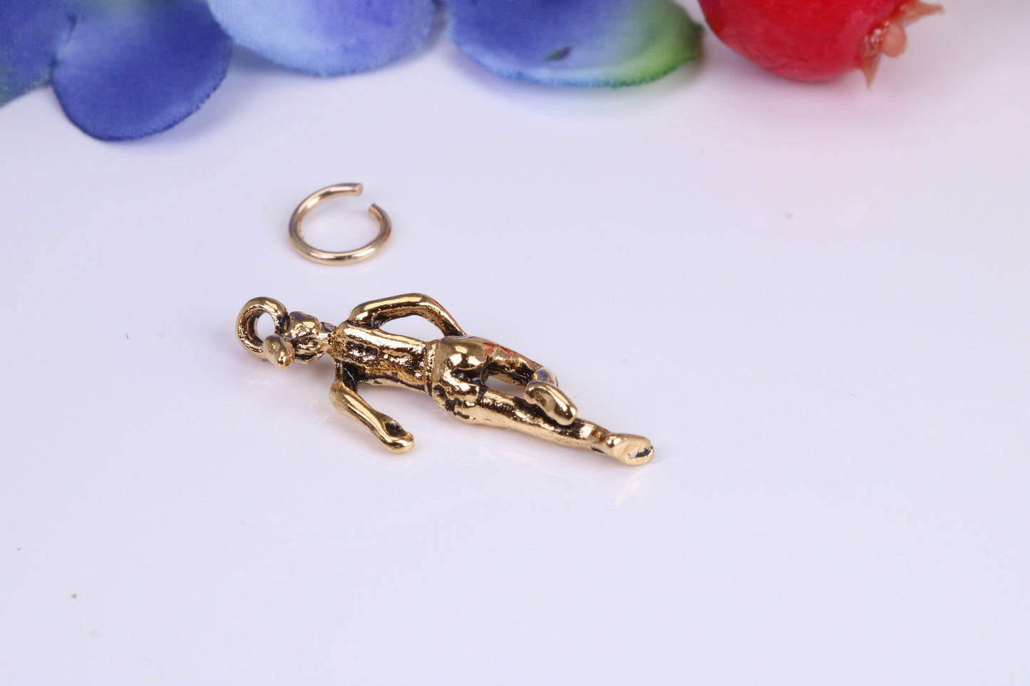 Girl Jogging Charm, Traditional Charm, Made from Solid Cast Yellow Gold, British Hallmarked