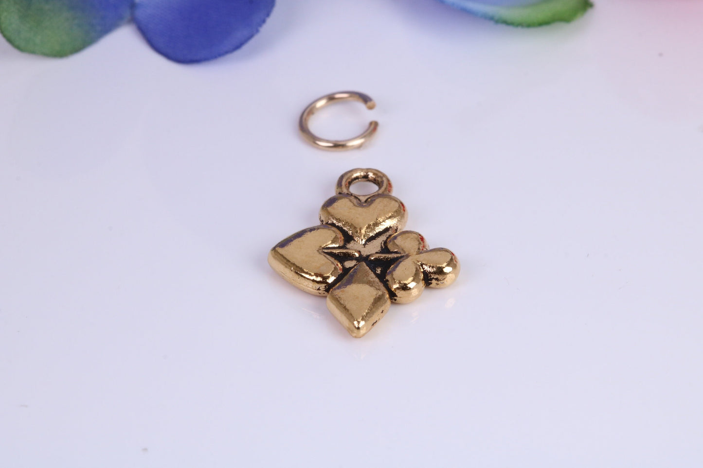 Playing Cards Symbols Charm, Traditional Charm, Made from Solid Cast Yellow Gold, British Hallmarked