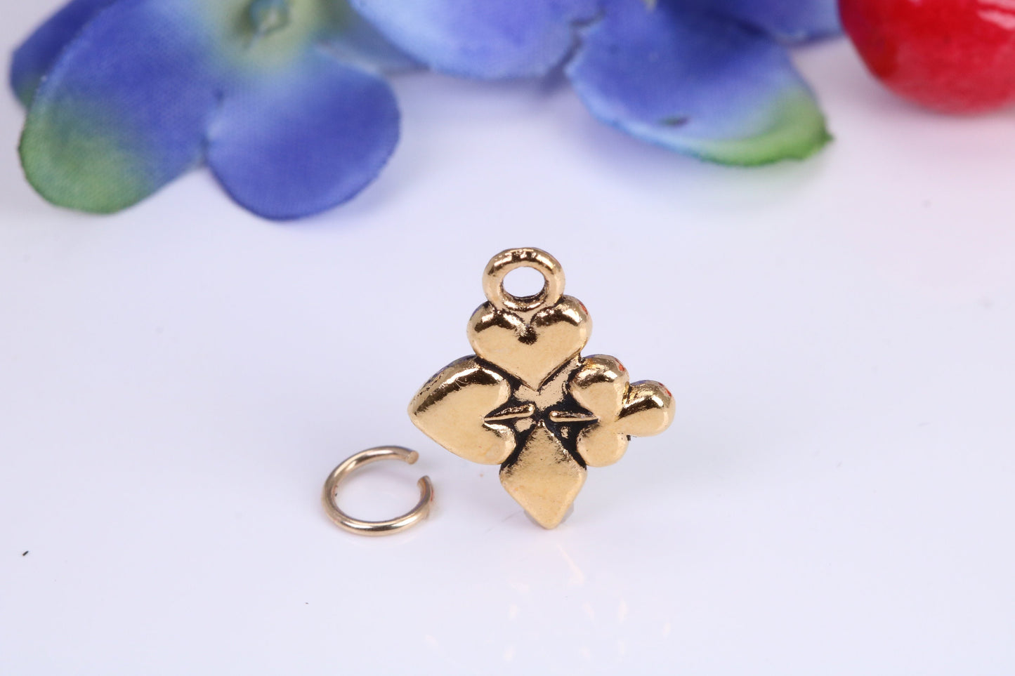 Playing Cards Symbols Charm, Traditional Charm, Made from Solid Cast Yellow Gold, British Hallmarked