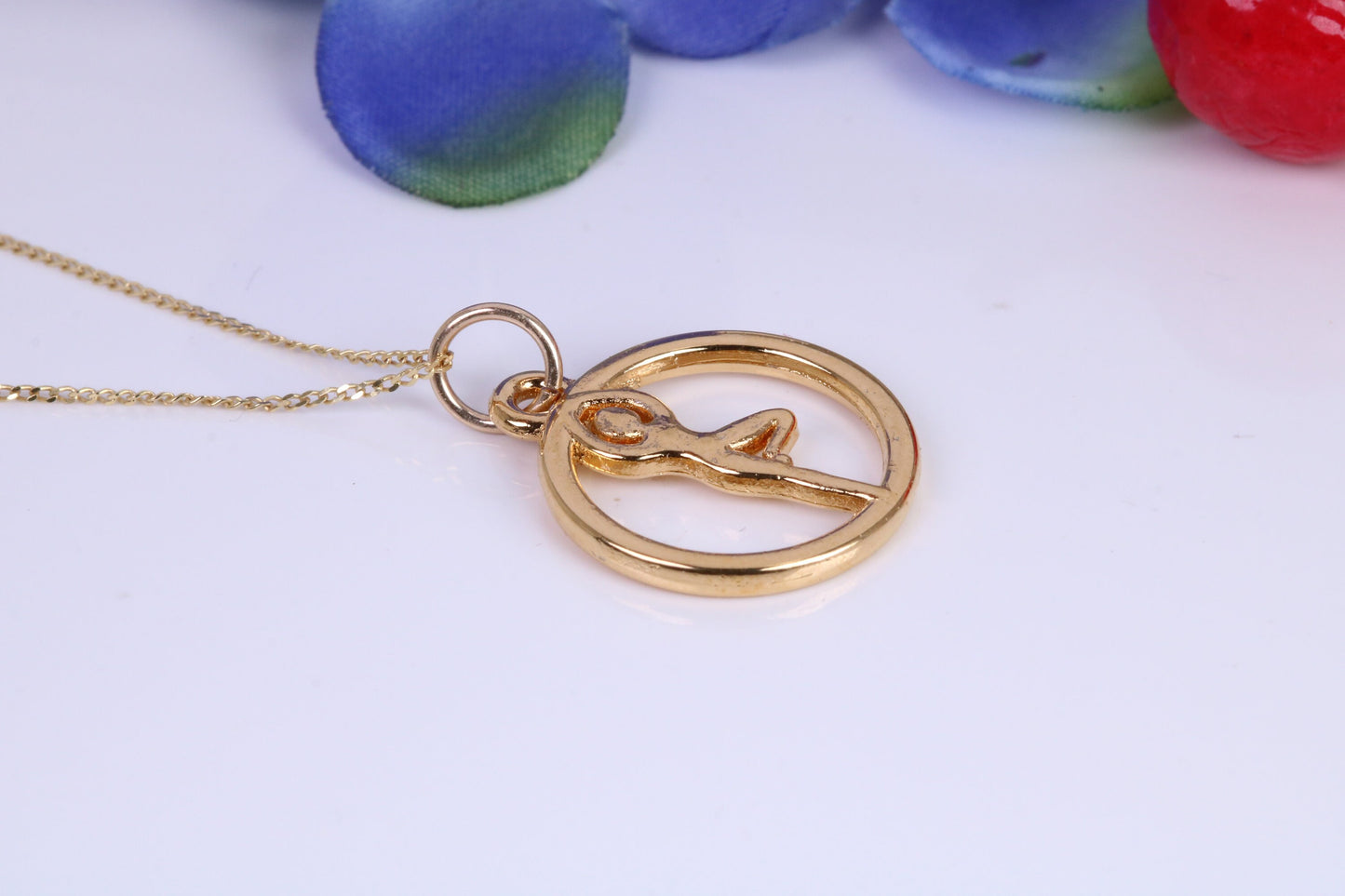 Gymnast Necklace, Made from Solid Yellow Gold with High Polished Finish, British Hallmarked