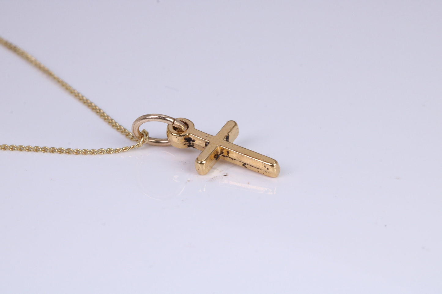 Small Cross Necklace, Made from Solid Cast Yellow Gold with High Polished Finish, British Hallmarked