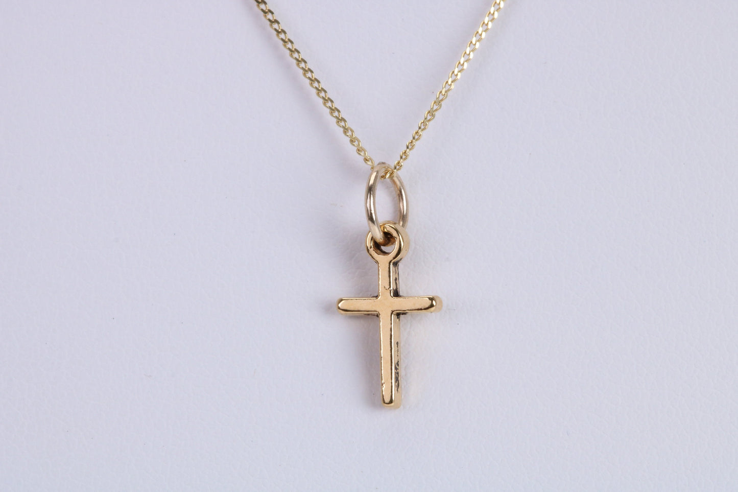 Small Cross Necklace, Made from Solid Cast Yellow Gold with High Polished Finish, British Hallmarked