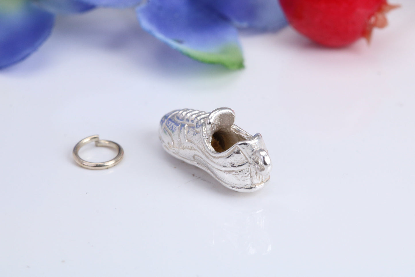 Football Boots Charm, Traditional Charm, Made from Solid 925 Grade Sterling Silver, Complete with Attachment Link