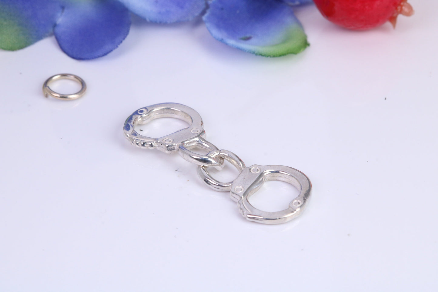 Handcuffs Charm, Traditional Charm, Made from Solid 925 Grade Sterling Silver, Complete with Attachment Link