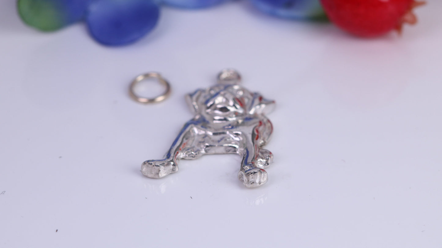 Bulldog Charm, Traditional Charm, Made from Solid 925 Grade Sterling Silver, Complete with Attachment Link