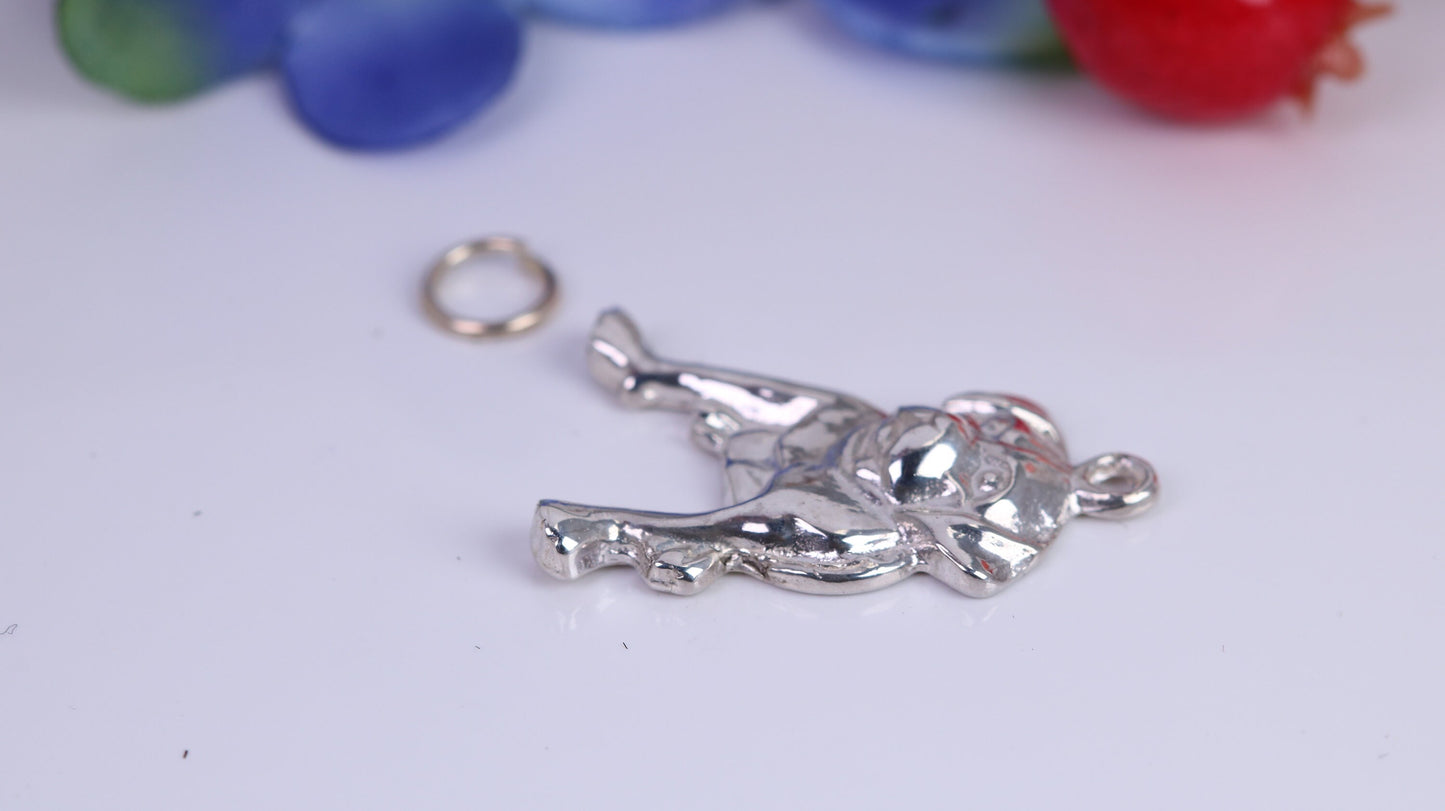 Bulldog Charm, Traditional Charm, Made from Solid 925 Grade Sterling Silver, Complete with Attachment Link