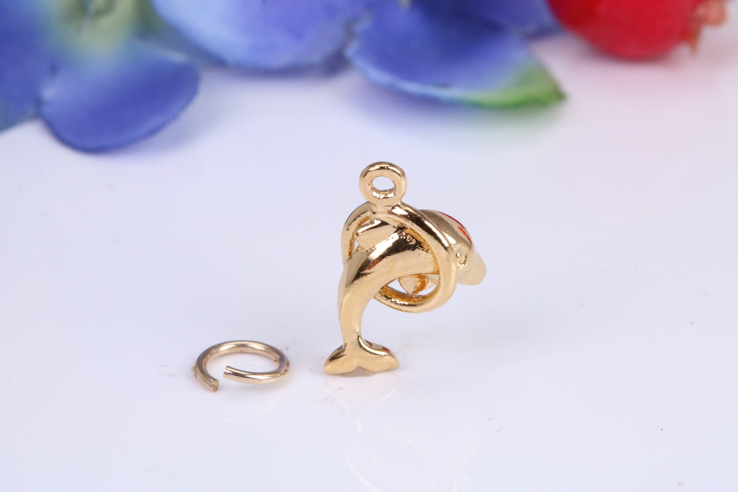 Dolphin Charm, Traditional Charm, Made from Solid Cast Yellow Gold, British Hallmarked