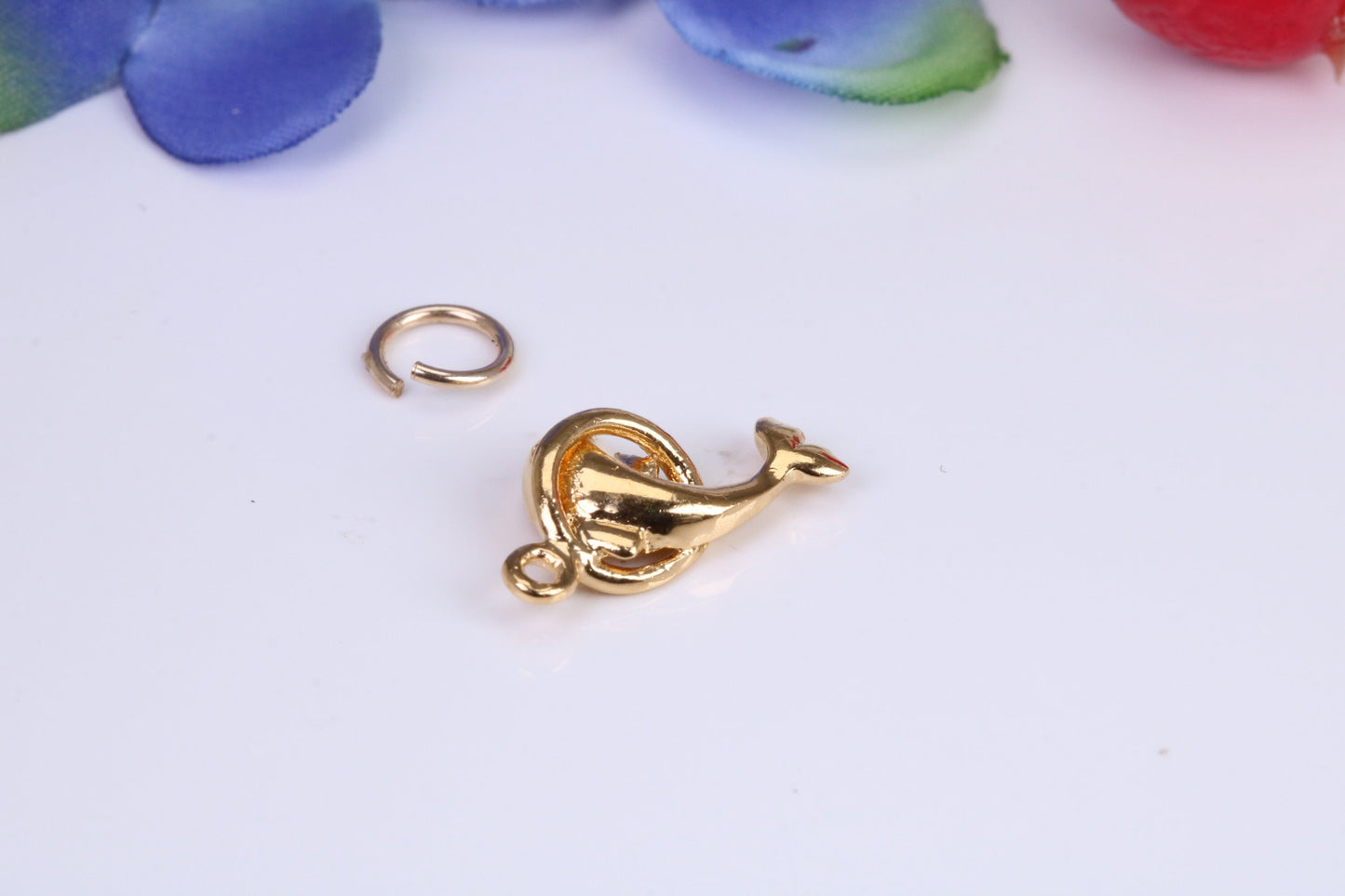 Dolphin Charm, Traditional Charm, Made from Solid Cast Yellow Gold, British Hallmarked