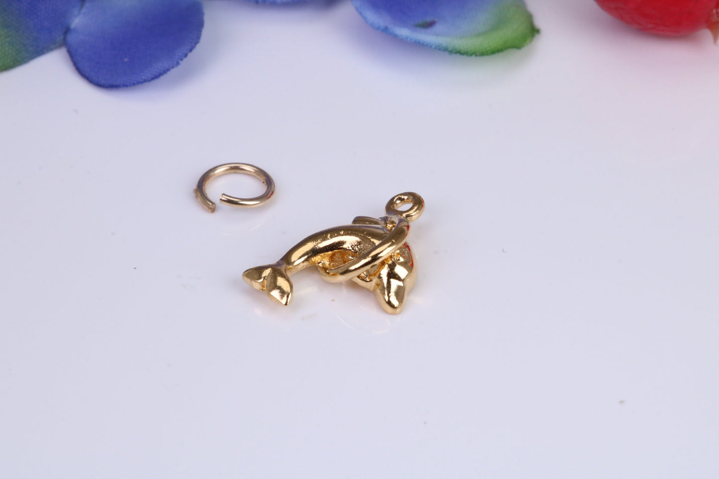 Dolphin Charm, Traditional Charm, Made from Solid Cast Yellow Gold, British Hallmarked