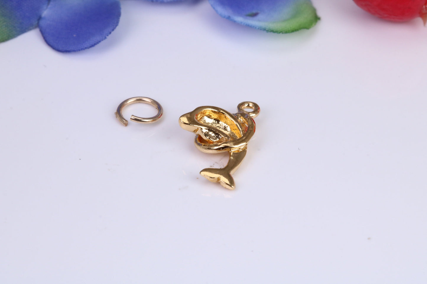 Dolphin Charm, Traditional Charm, Made from Solid Cast Yellow Gold, British Hallmarked