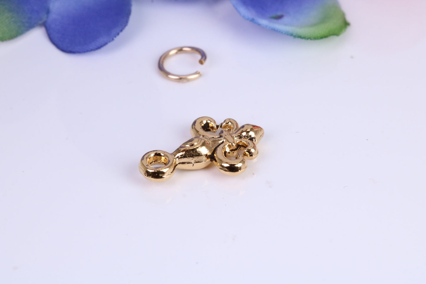Fleur De Lis Charm, Made from Solid Cast Yellow Gold, British Hallmarked