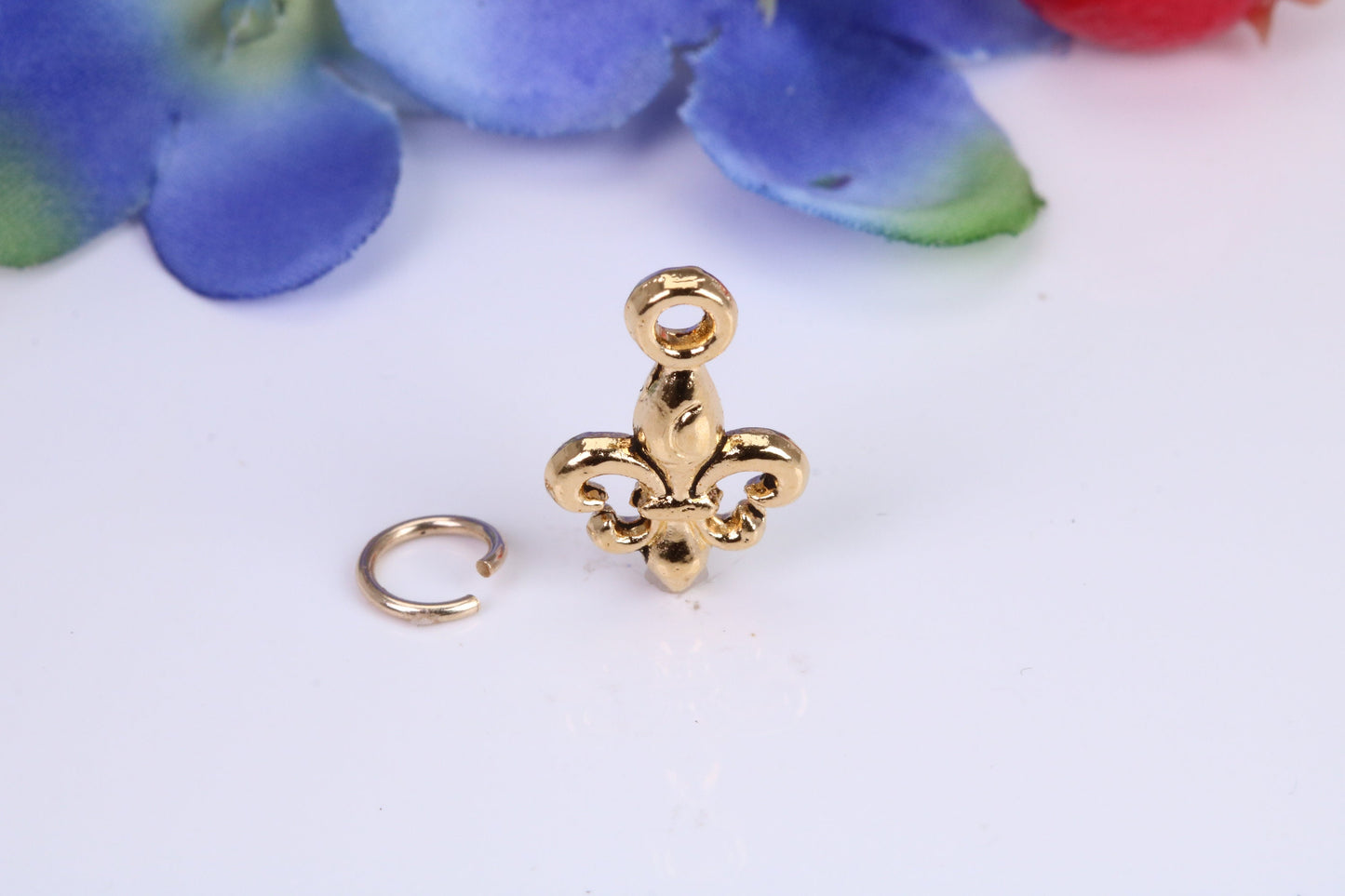 Fleur De Lis Charm, Made from Solid Cast Yellow Gold, British Hallmarked