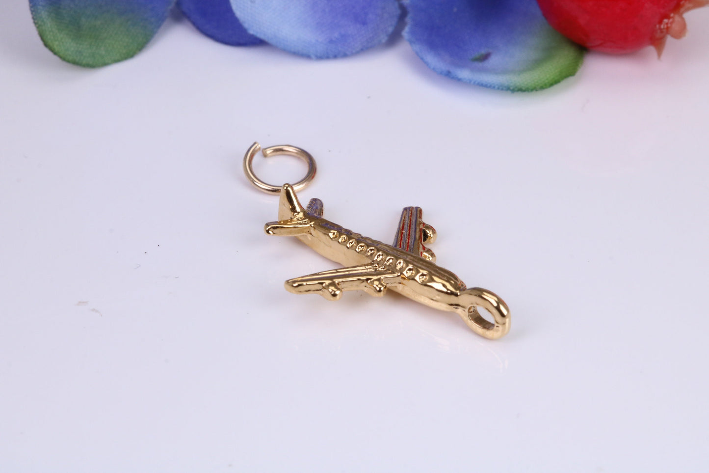 Airplane Charm, Traditional Charm, Made from Solid Cast Yellow Gold, British Hallmarked