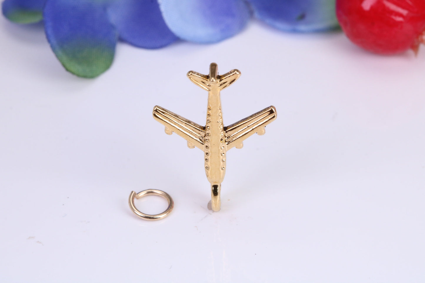 Airplane Charm, Traditional Charm, Made from Solid Cast Yellow Gold, British Hallmarked
