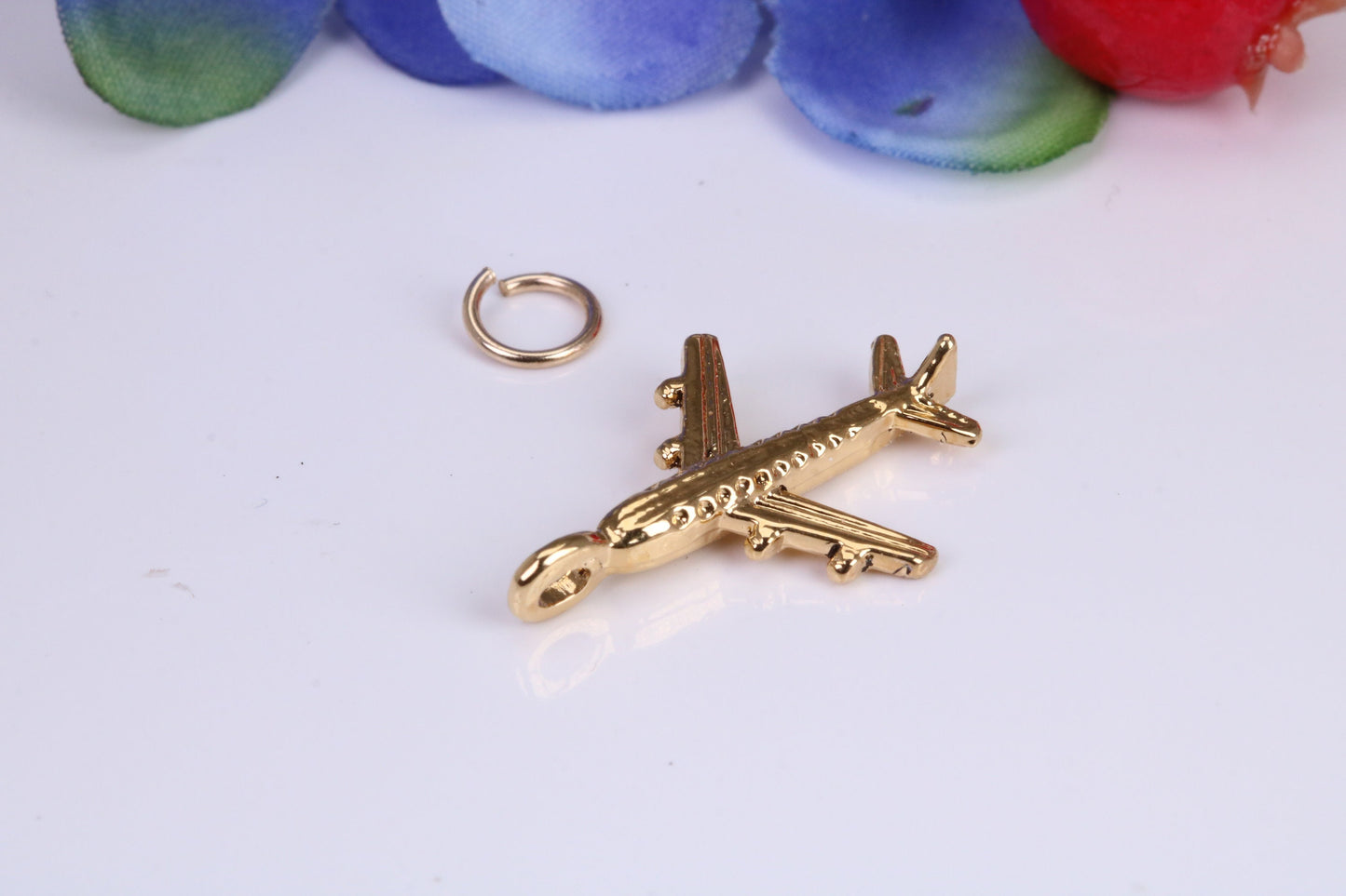 Airplane Charm, Traditional Charm, Made from Solid Cast Yellow Gold, British Hallmarked