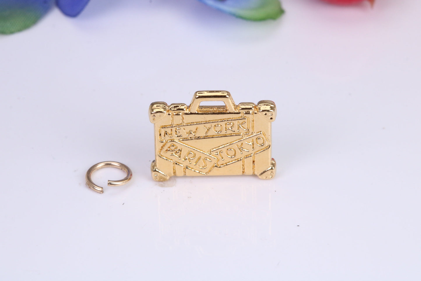 Travel Suitcase Charm, Traditional Charm, Made From Solid Yellow Gold with British Hallmark