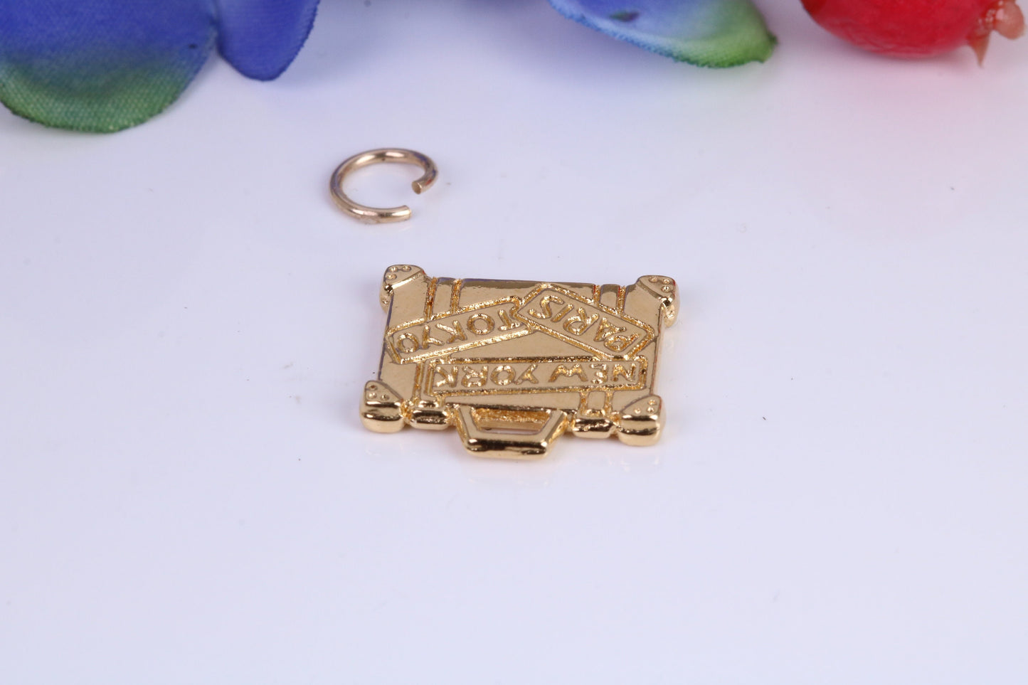 Travel Suitcase Charm, Traditional Charm, Made From Solid Yellow Gold with British Hallmark