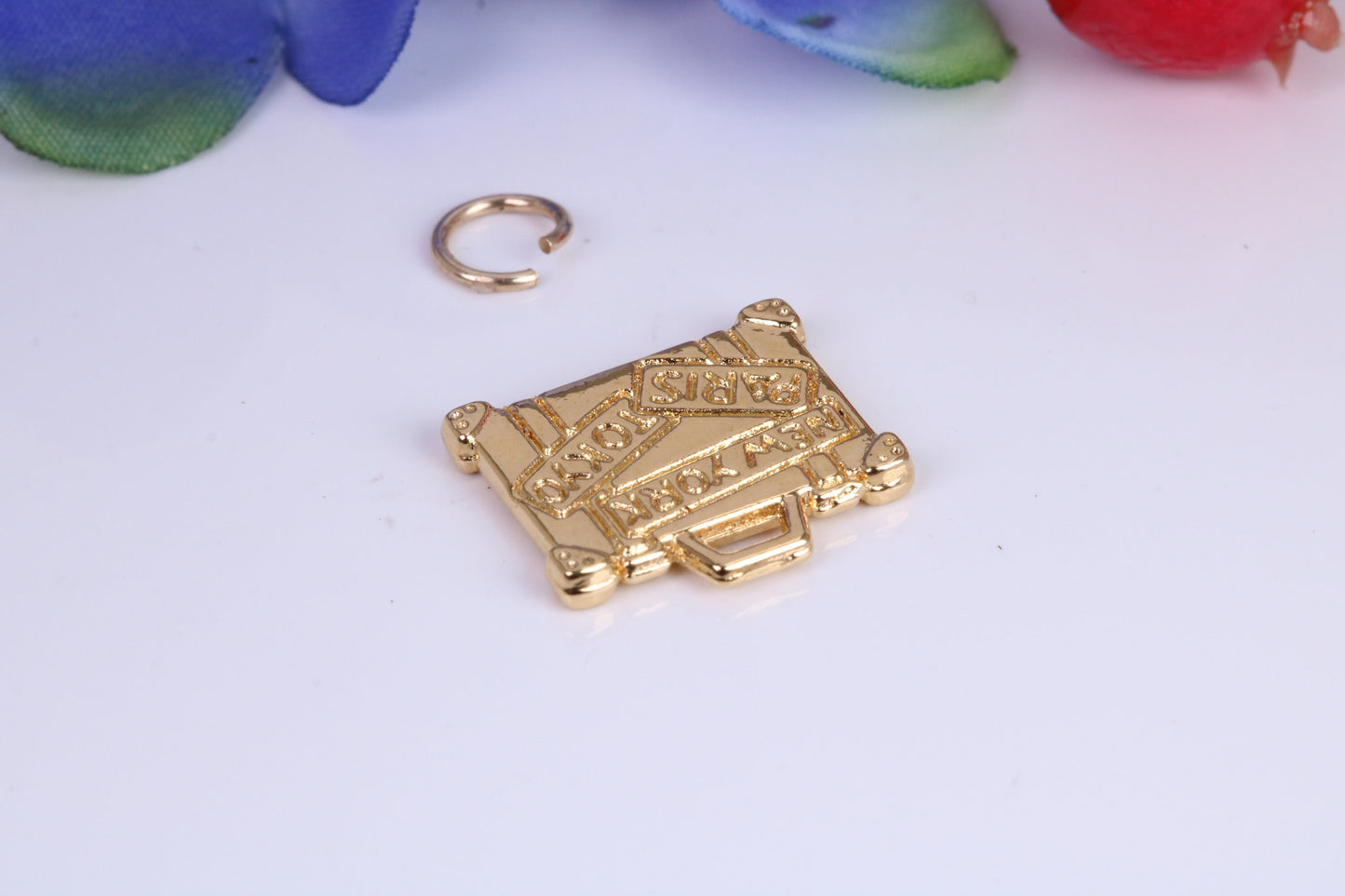 Travel Suitcase Charm, Traditional Charm, Made From Solid Yellow Gold with British Hallmark