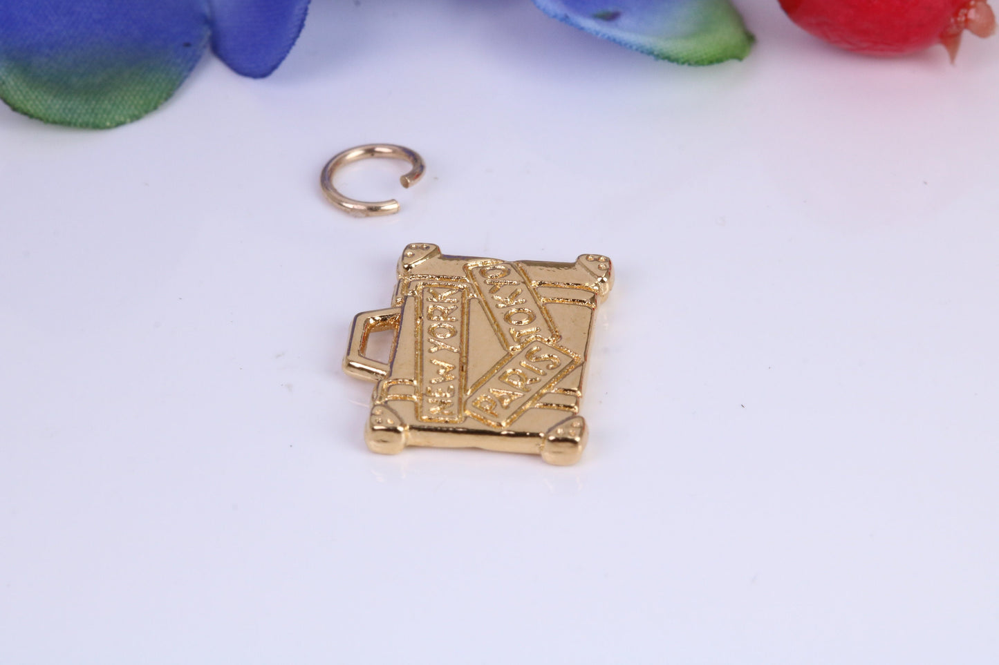 Travel Suitcase Charm, Traditional Charm, Made From Solid Yellow Gold with British Hallmark