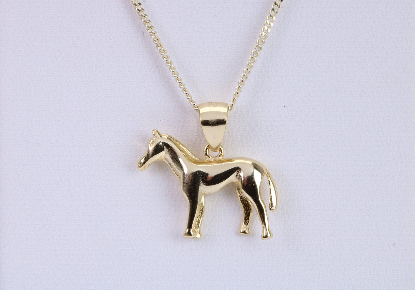 Horse Necklace, Made from solid Sterling Silver, 18ct Yellow Gold Plated