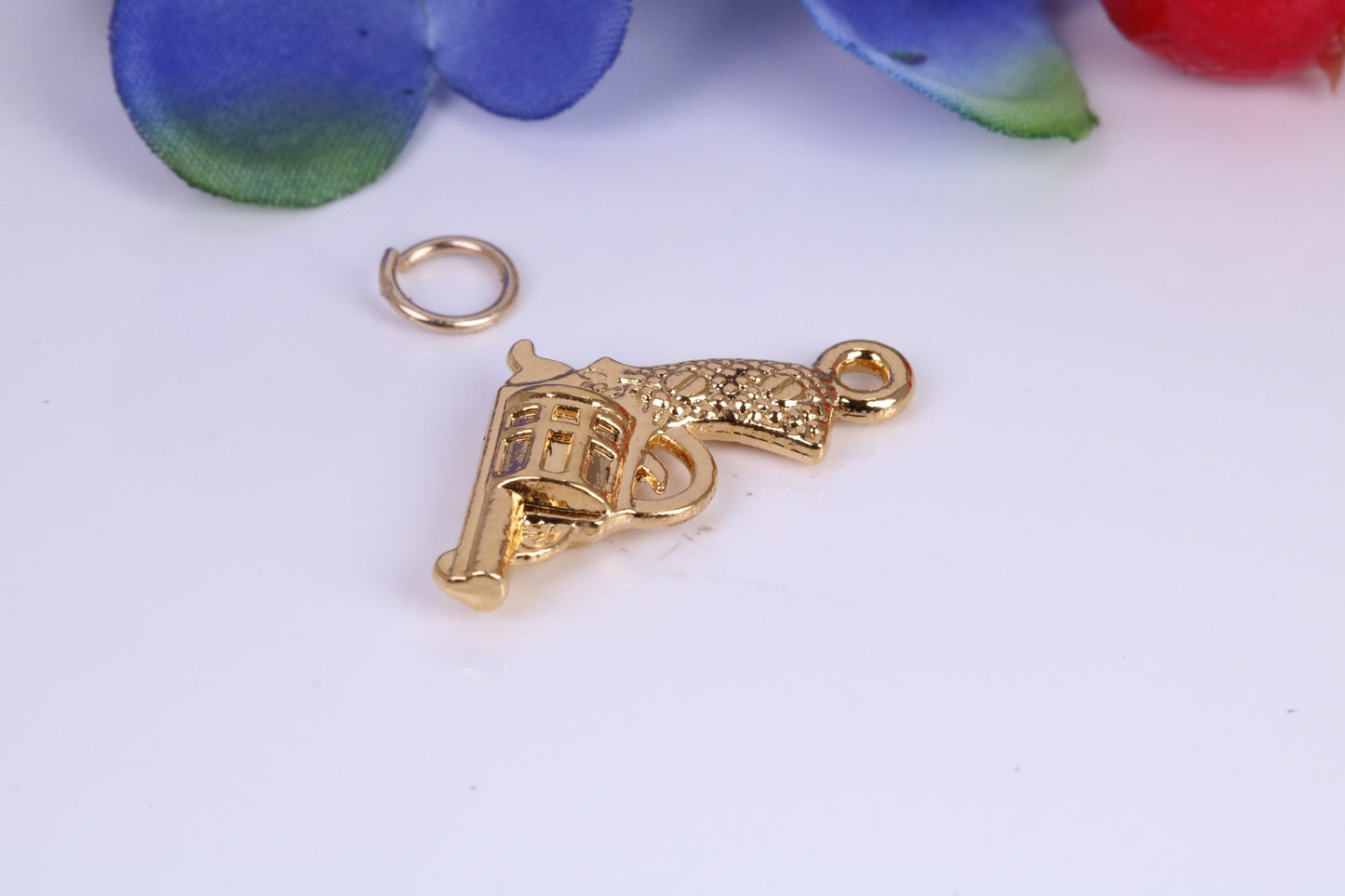 Revolver Charm, Traditional Charm, Made from Solid Cast Yellow Gold, British Hallmarked