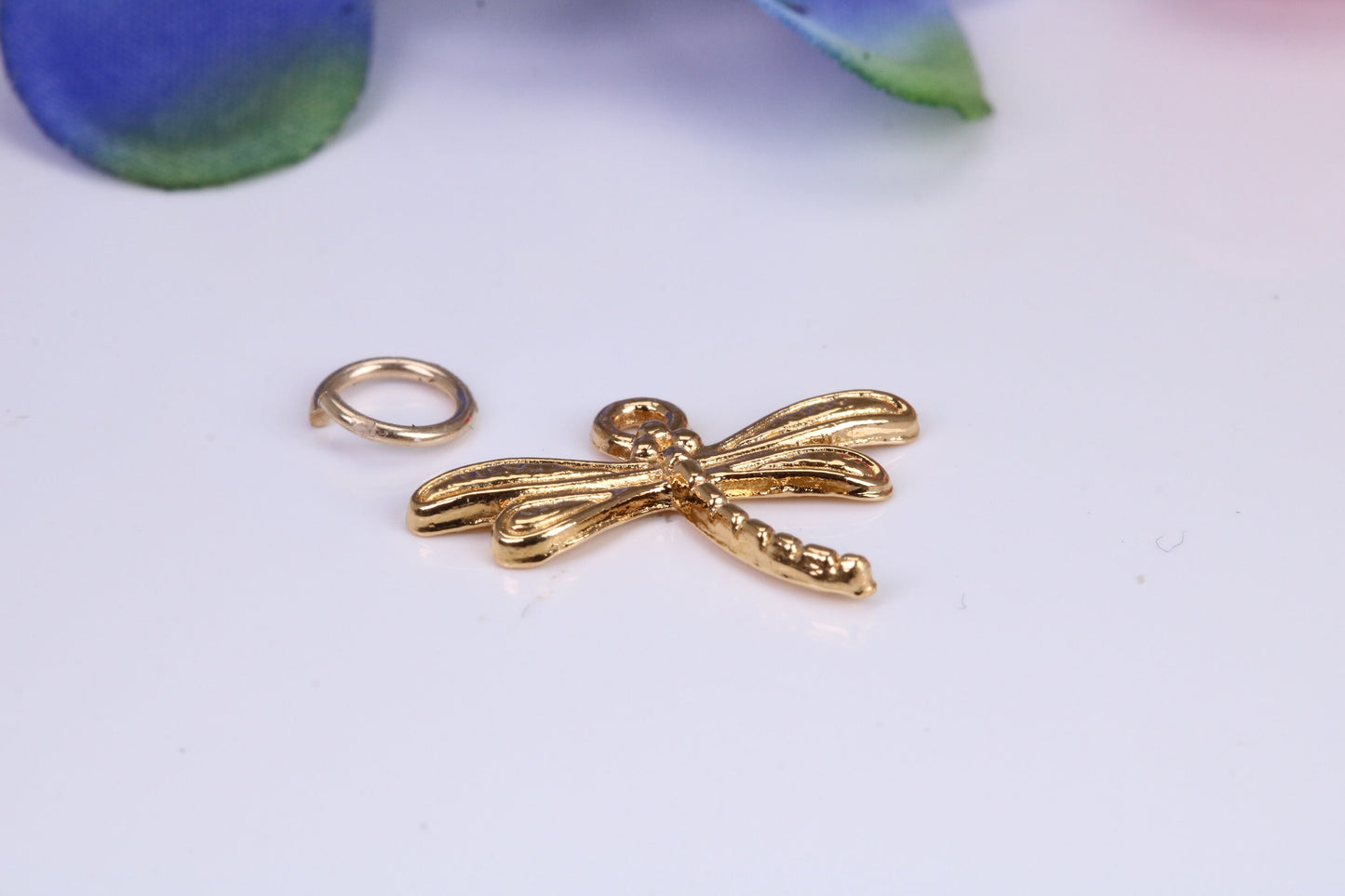 Dragonfly Charm, Traditional Charm, Made from Solid Cast Yellow Gold, British Hallmarked