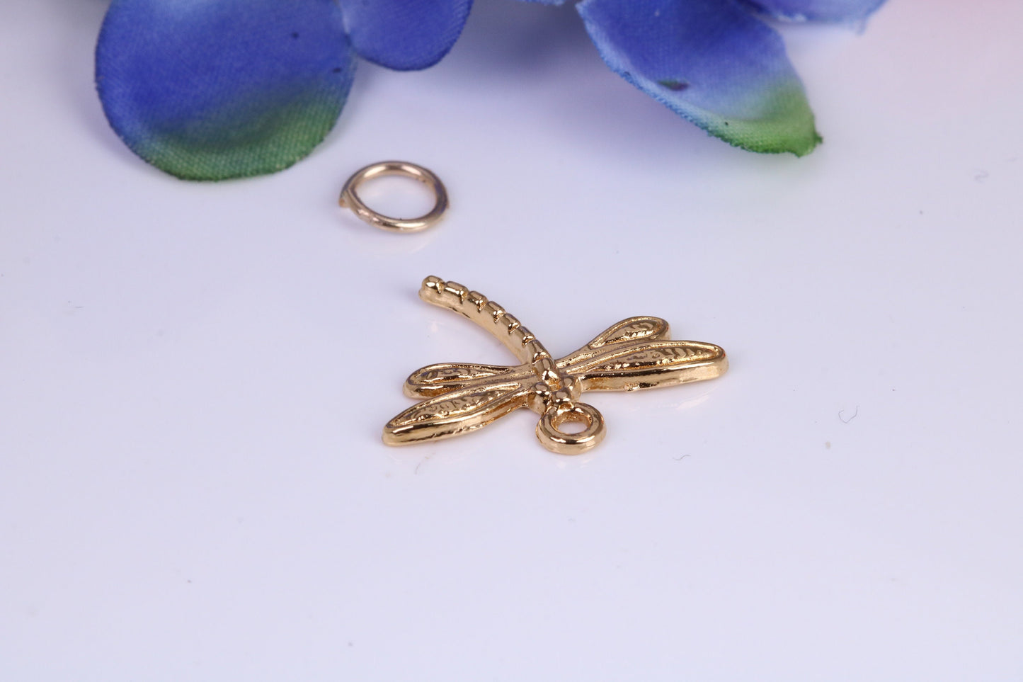 Dragonfly Charm, Traditional Charm, Made from Solid Cast Yellow Gold, British Hallmarked