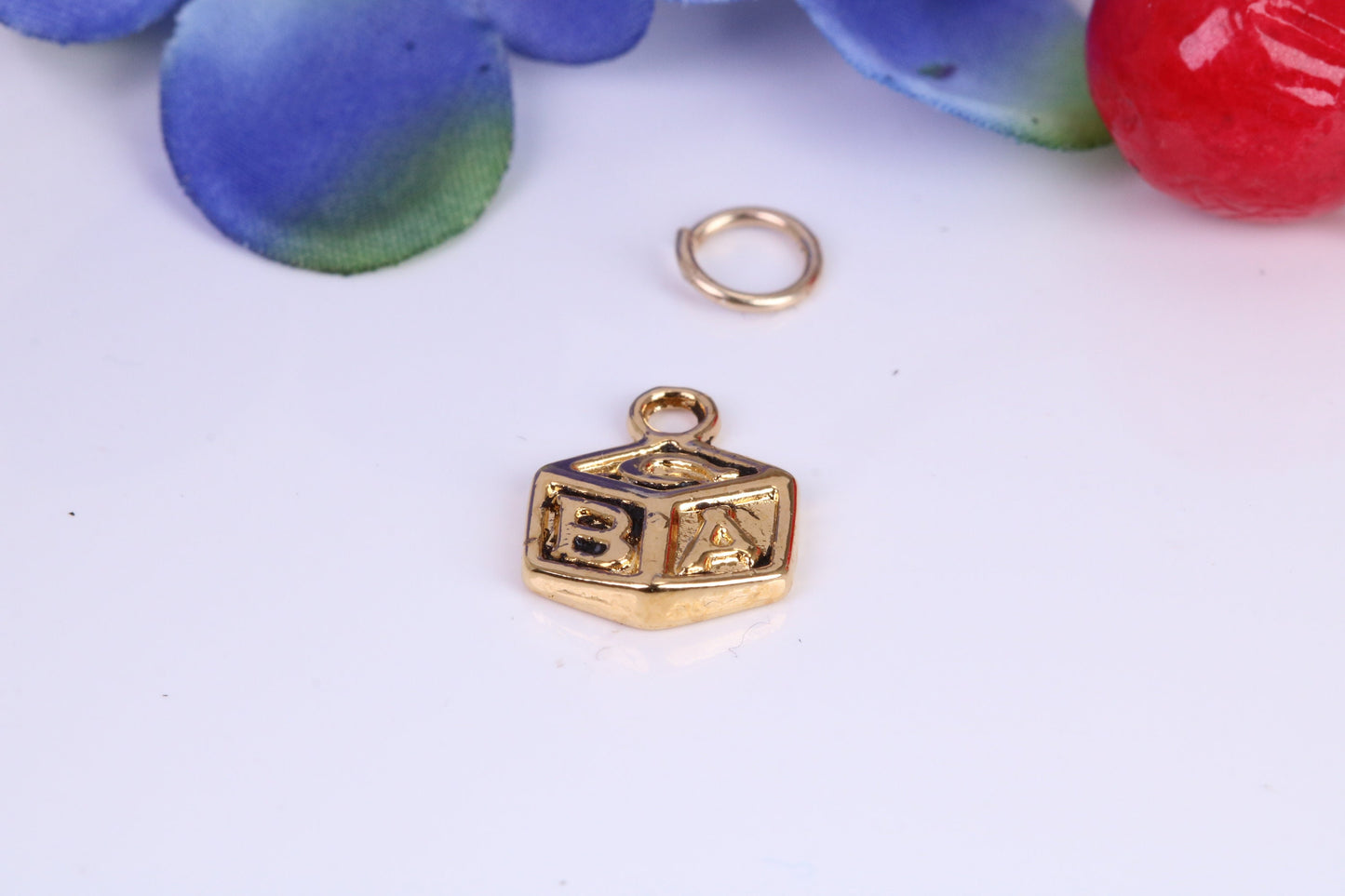 ABC Blocks Toy Charm, Traditional Charm, Made from Solid Yellow Gold, British Hallmarked, Complete with Attachment Link