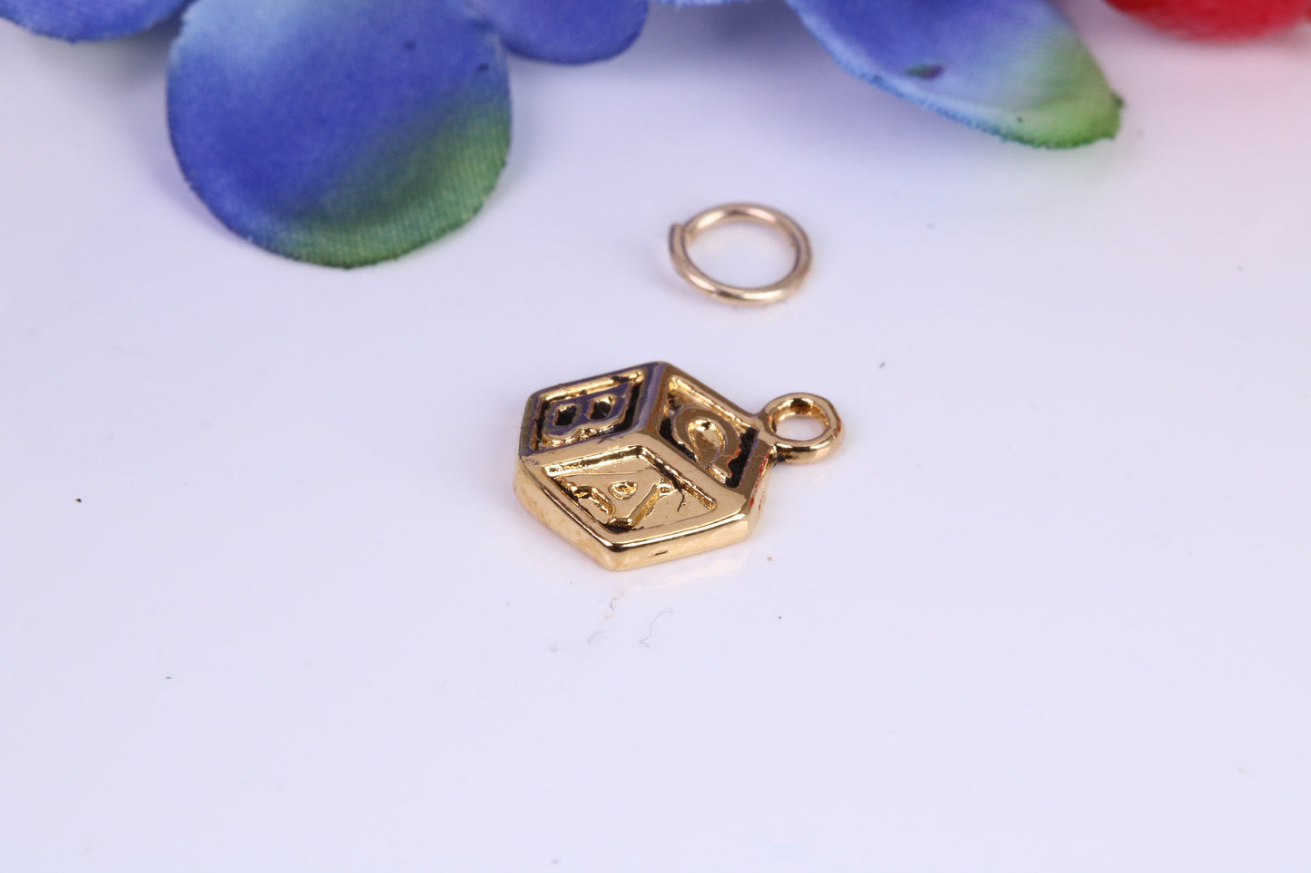 ABC Blocks Toy Charm, Traditional Charm, Made from Solid Yellow Gold, British Hallmarked, Complete with Attachment Link